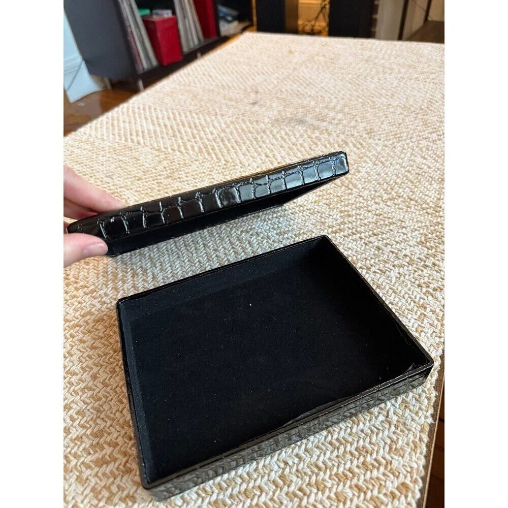 Black Faux Croc Embossed Jewelry or Trinket Box